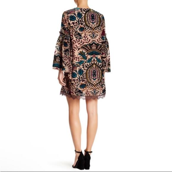 NWT New Alexia Admor Velvet Burnout Patterned Boho Tunic Dress Size S - Picture 2 of 9